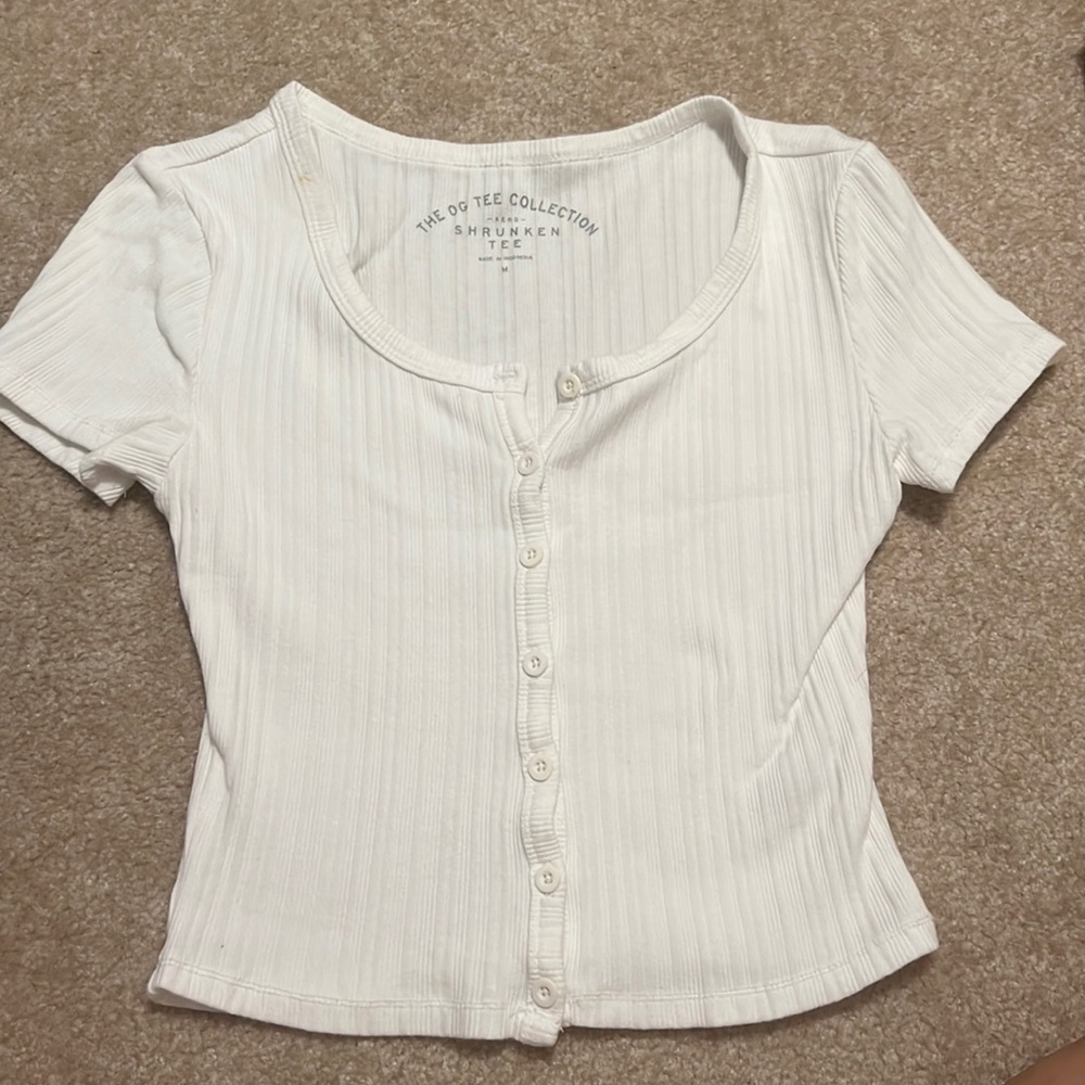 White Button Up Crop Top